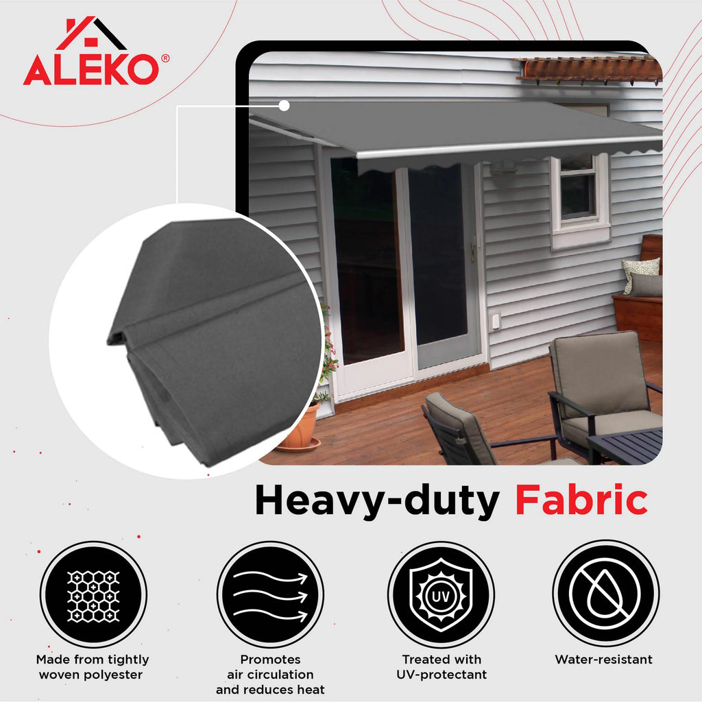 Gray LED Motorized Retractable Patio Awning Q5357