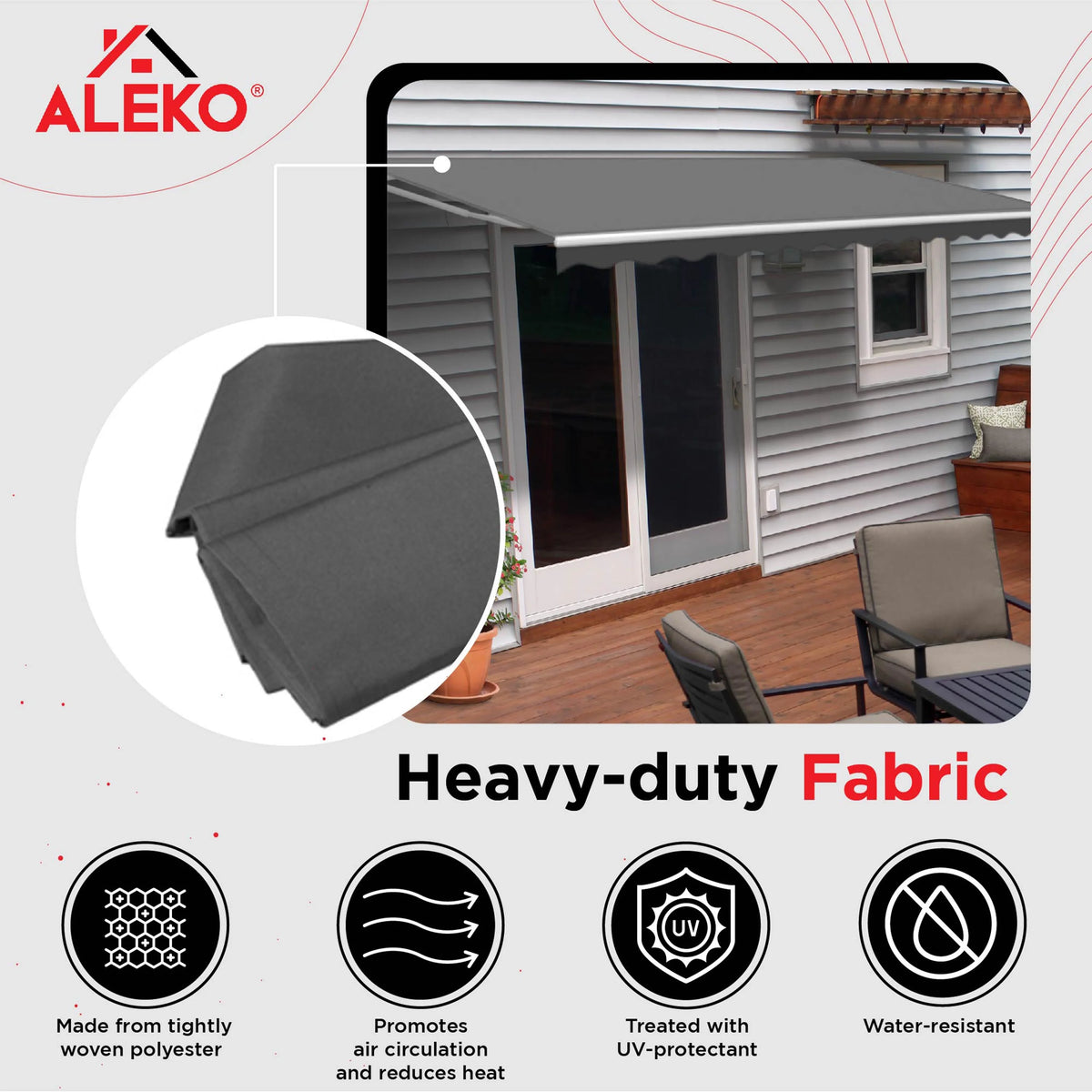 Gray LED Motorized Retractable Patio Awning Q5357
