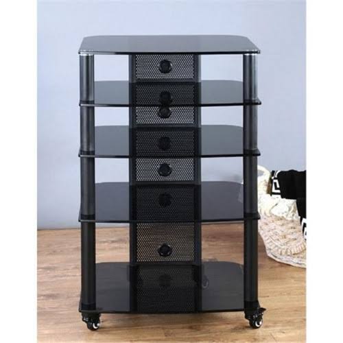 Black Glass Shelves AV Stand N844254