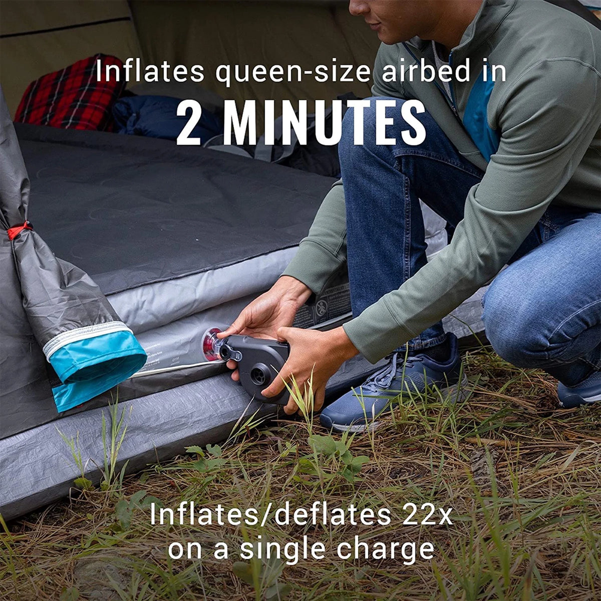Queen 18" Airbed (3 Pack) with USB Pump Y4886