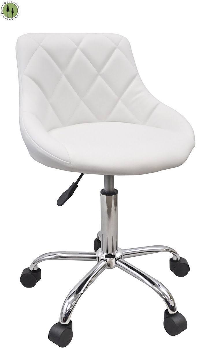 White Adjustable Rolling Stool J66915