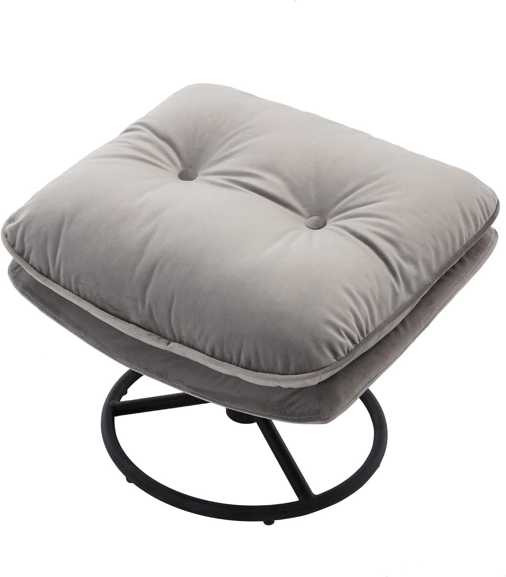 Grey Velvet Swivel Accent Chair with Ottoman and Metal Frame H972051