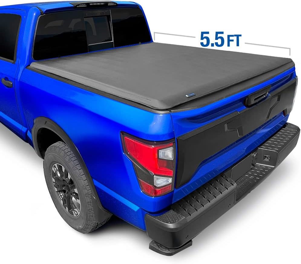 Soft Roll Up Truck Bed Tonneau Cover for 2004-2015 Nissan Titan Fleetside 5.5' Bed, Black M741
