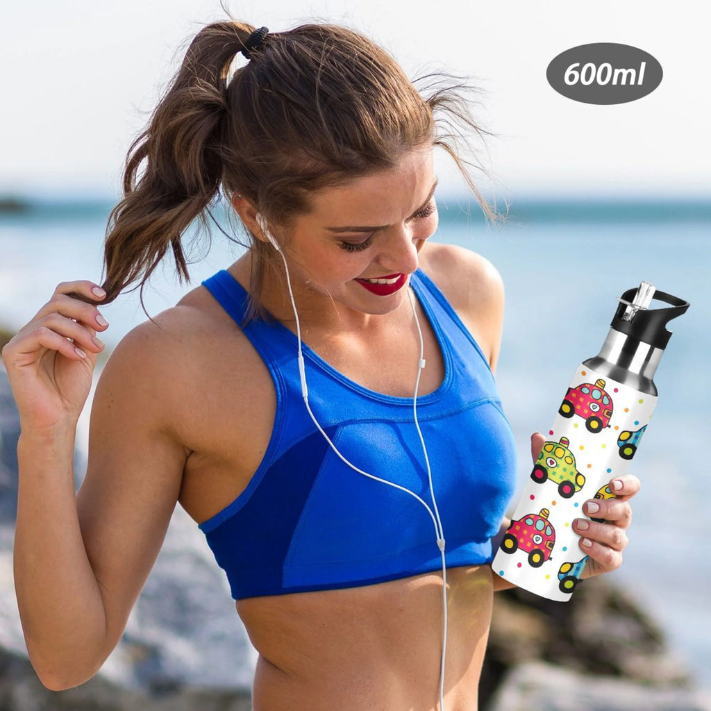 Stainless Steel Insulated Thermos Vacuum Flask Water Bottle with Straw Lid G30620