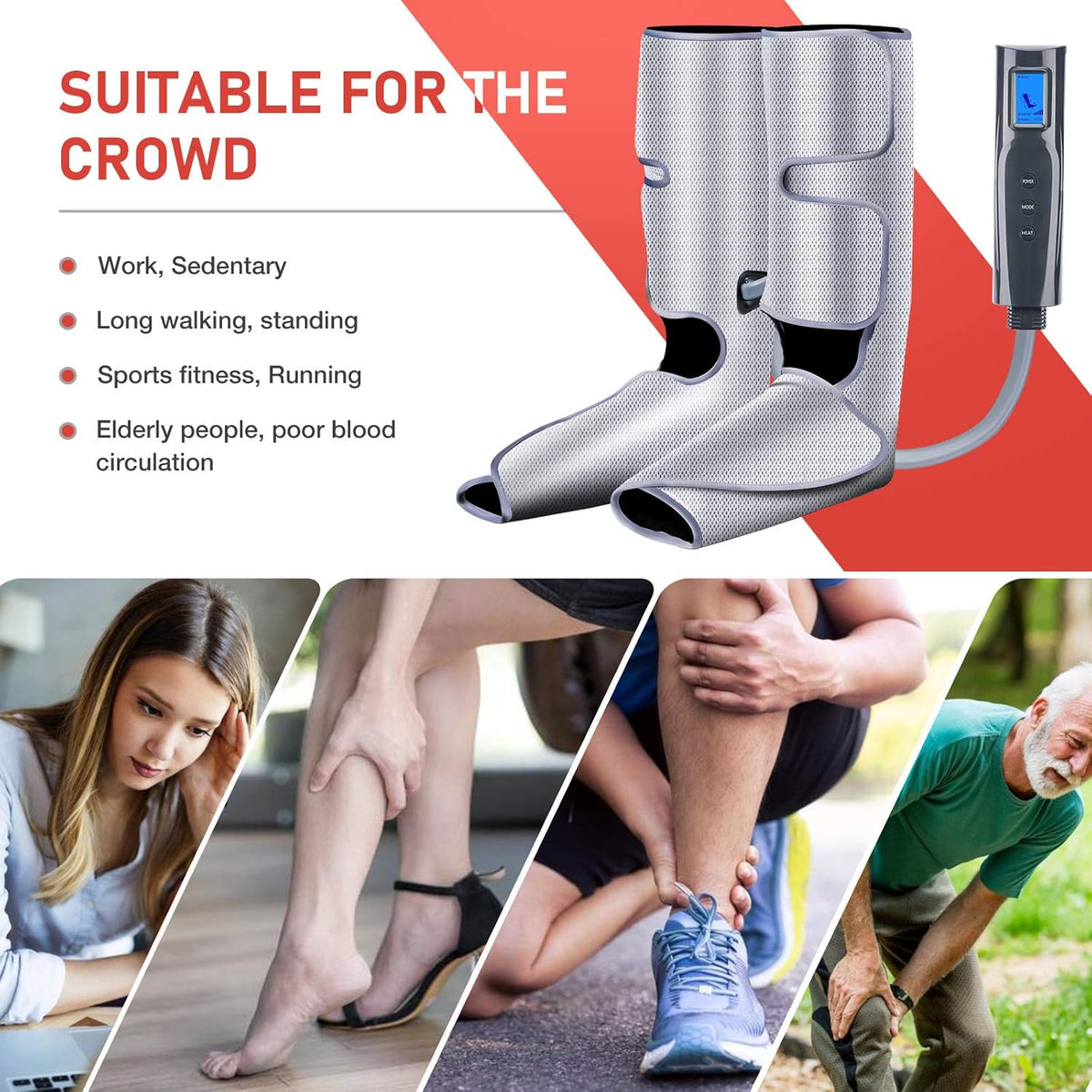 Foot and Leg Massager with Heat, Air Leg Compression Massager, 6 Modes 3 Intensities H9004